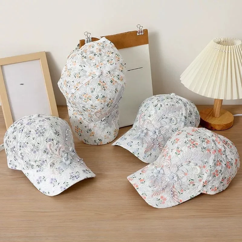 

Women's Lightweight Lace Mesh Openwork Baseball Cap: Summer Sun Protection with Youthful Floral Design