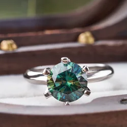 Green Moissanite Ring With GRA Certificate Black Card S925 Silver 0.5-5 Carat Luxury Rings Women Birthday Gift Jewelry