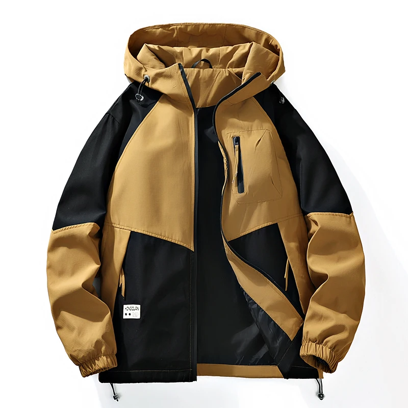 

Outdoor Loose Hooded Hiking Jackets for Men Quality Waterproof Trekking Coats Fashion Comfortable Male Clothes Autumn All-match