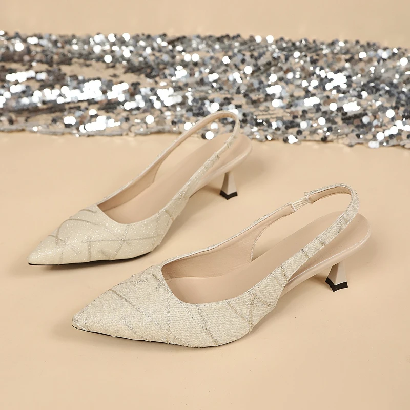 

Summer Fashion New Brand Designed Heels for Women Pointed-toe Party Shoes Comfortable Large-size Stiletto Sandals