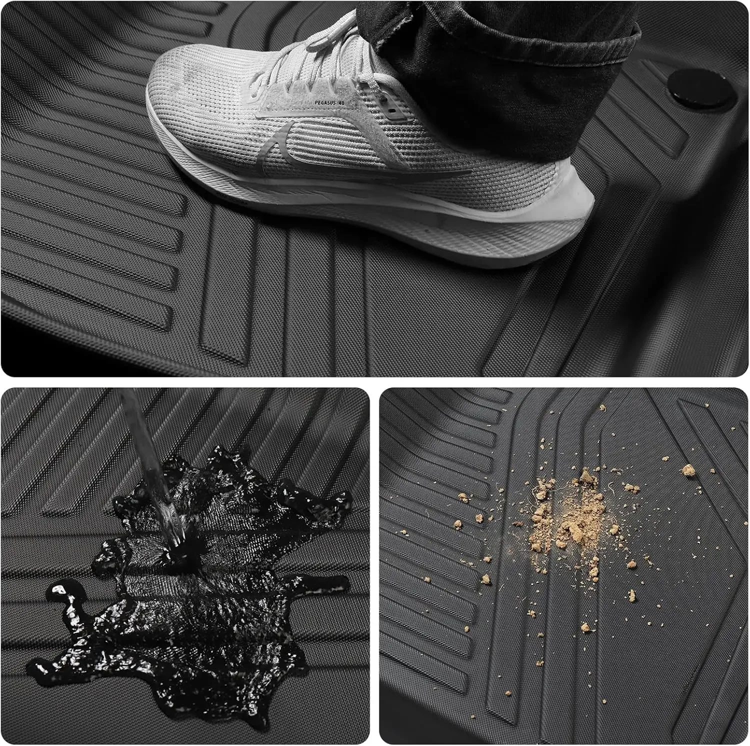 سجادات أرضية لـ 2025 Mazda CX-70 & CX70 PHEV بطانات أرضية لجميع الأحوال الجوية ملحقات TPE، سجادات سيارة للصف الأول والالثاني باللون الأسود الداخلي