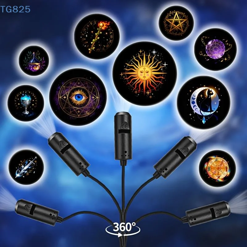 【SA】3/6/10 Pattern USB LED Projection Light Festive Atmosphere Light For Walls Ceilings Indoors Bedrooms Decor Projection Light