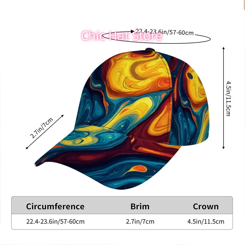 1pc Colorful Swirling Waves Print Classic Baseball Cap - Lightweight Adjustable Duckbill Hat, Perfect for Daily Wear, Comfortabl