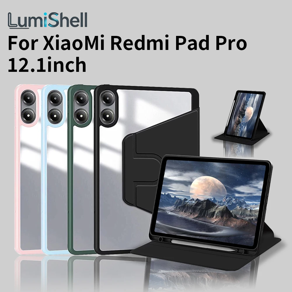 360 Rotation Cover For Redmi Pad Pro Case 12.1 inch with Pencil Holder Cover For Redmi Pad Pro Poco Pad 12 1 2024 Tablet Case