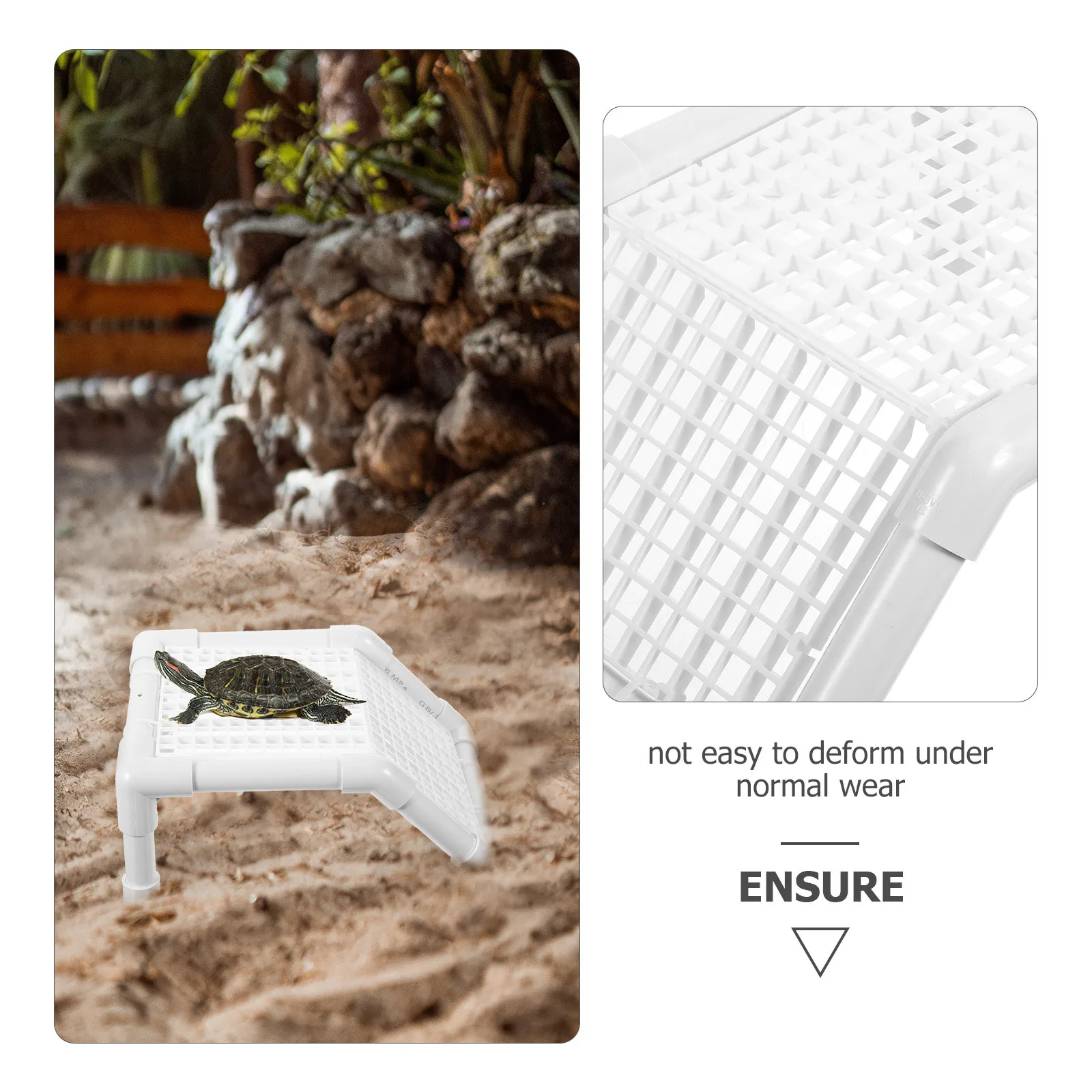 

Plastic Basking Platform for Turtles Reptile Habitat Terrace with Easy-Climb Slope Turtle Resting Feeding Area Aquatic Turtle