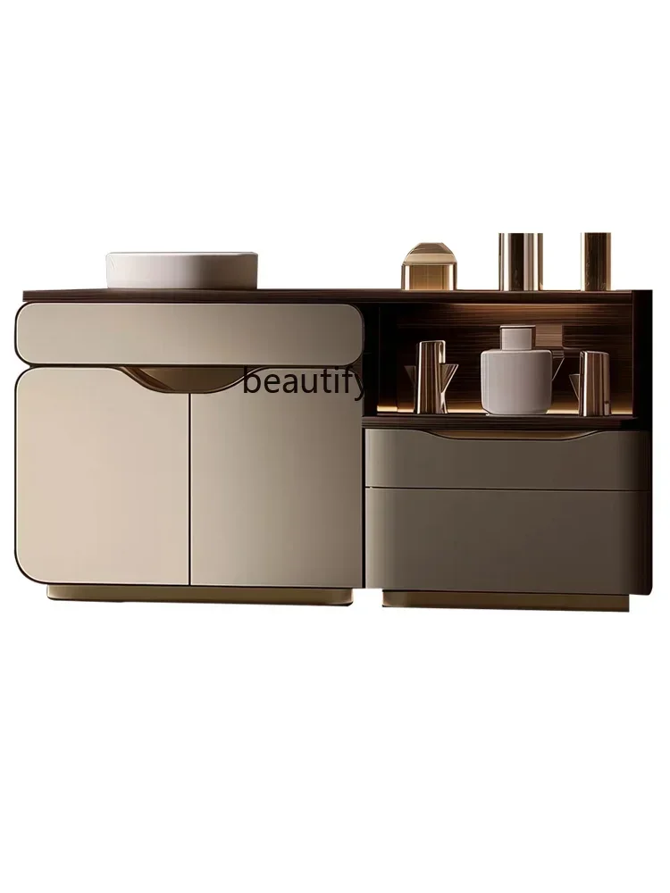 

13Home dining side cabinet light luxury high-end, oriental screen partition cabinet split against the wall foyer cabinet