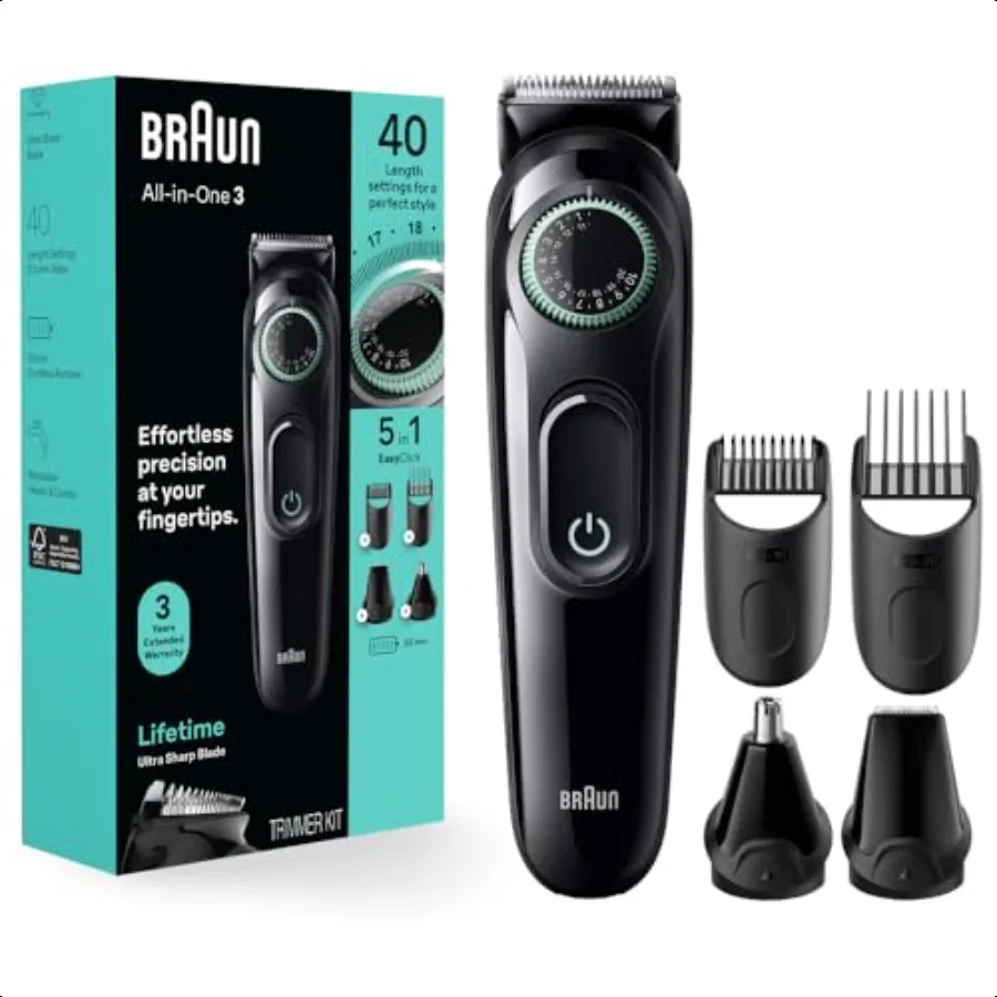 

Braun AllInOne Style Kit Series 3 3450 5в1 Триммер для мужчин с триммером для бороды Триммер для ушей и носа Машинки для стрижки волос More UltraSharp B