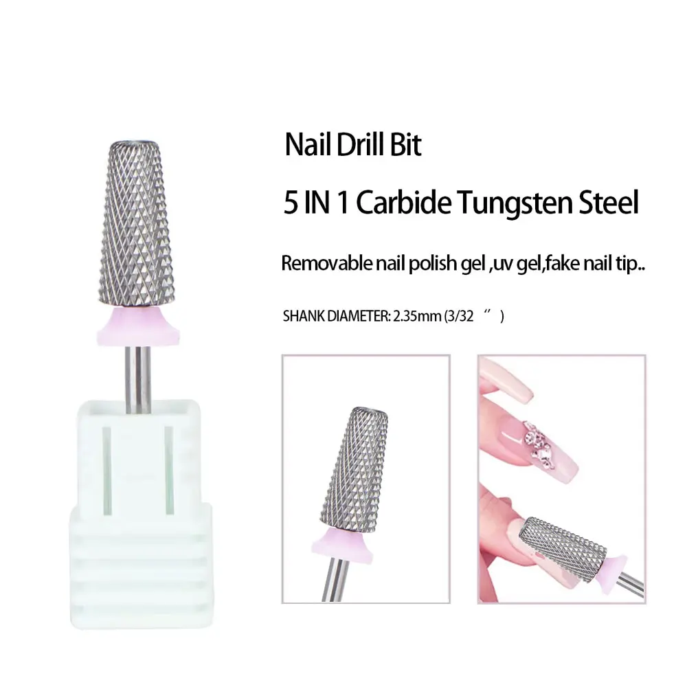 1Pcs 5in1 Tungsten Steel Milling Cutter Carbide Nail Drill Bit Tools For Efficient Nail Gel Remove Gel Manicure Accessories