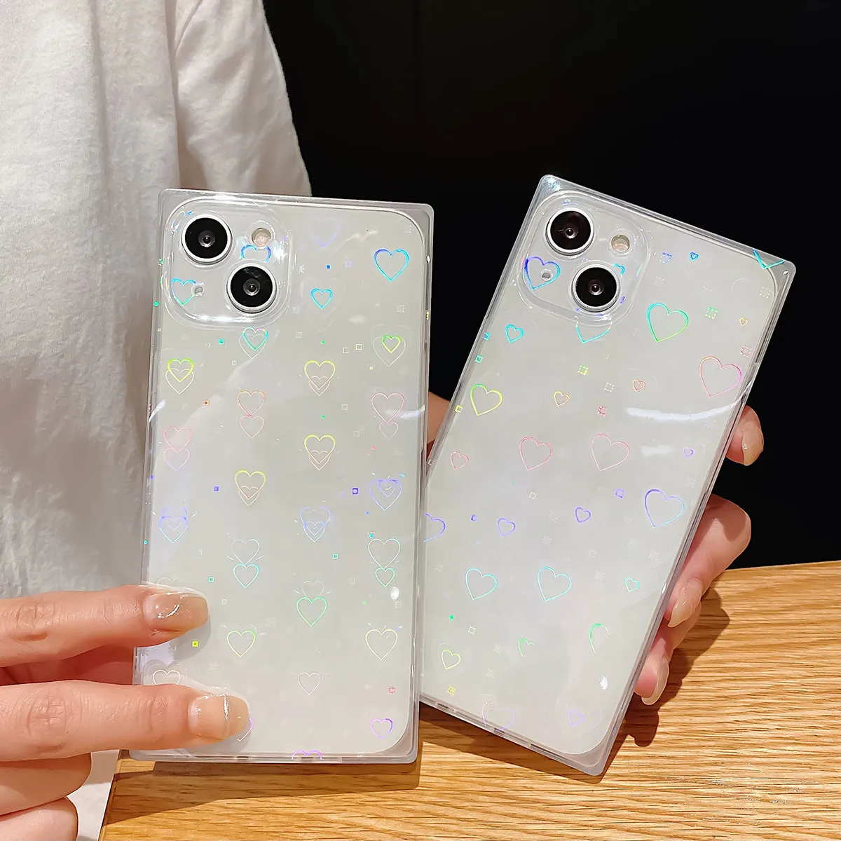Heart Shaped Phone Case For Women Glitter Cover Compatible With Iphone 13 Shockproof Tpu Mobile Phone Protector view 6
