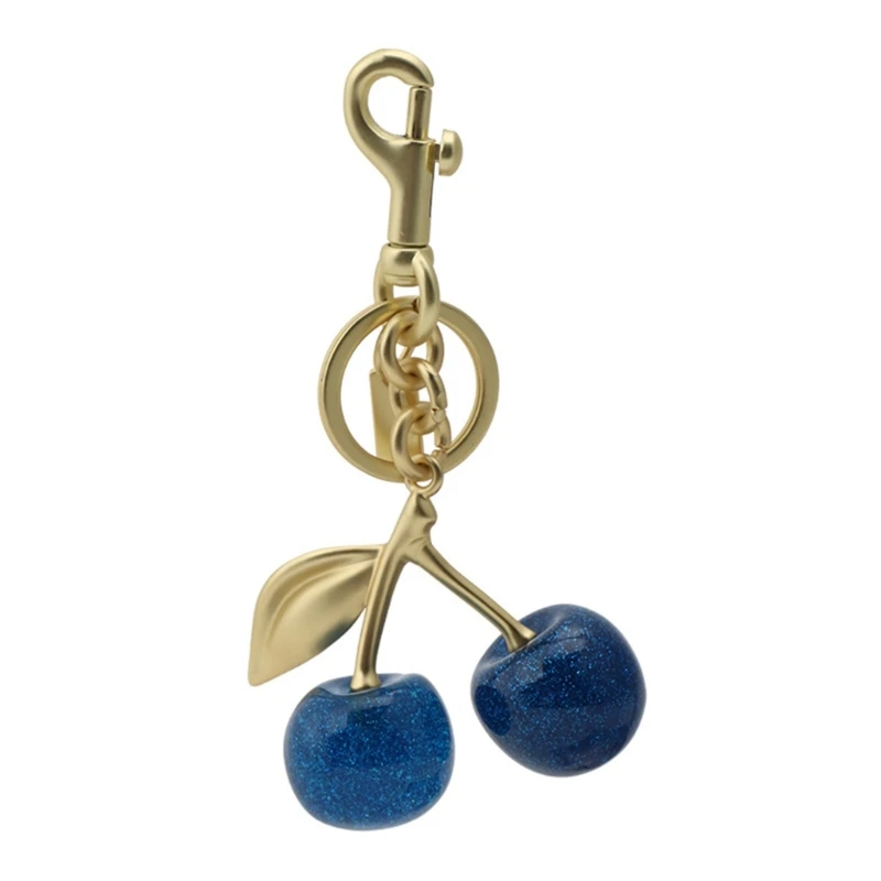 Stylish Blue Cherry Bag Pendant Portable Blue Cherry Key Ornament Alloy Craftsmanship Keychain for Everyday Use Dropsale