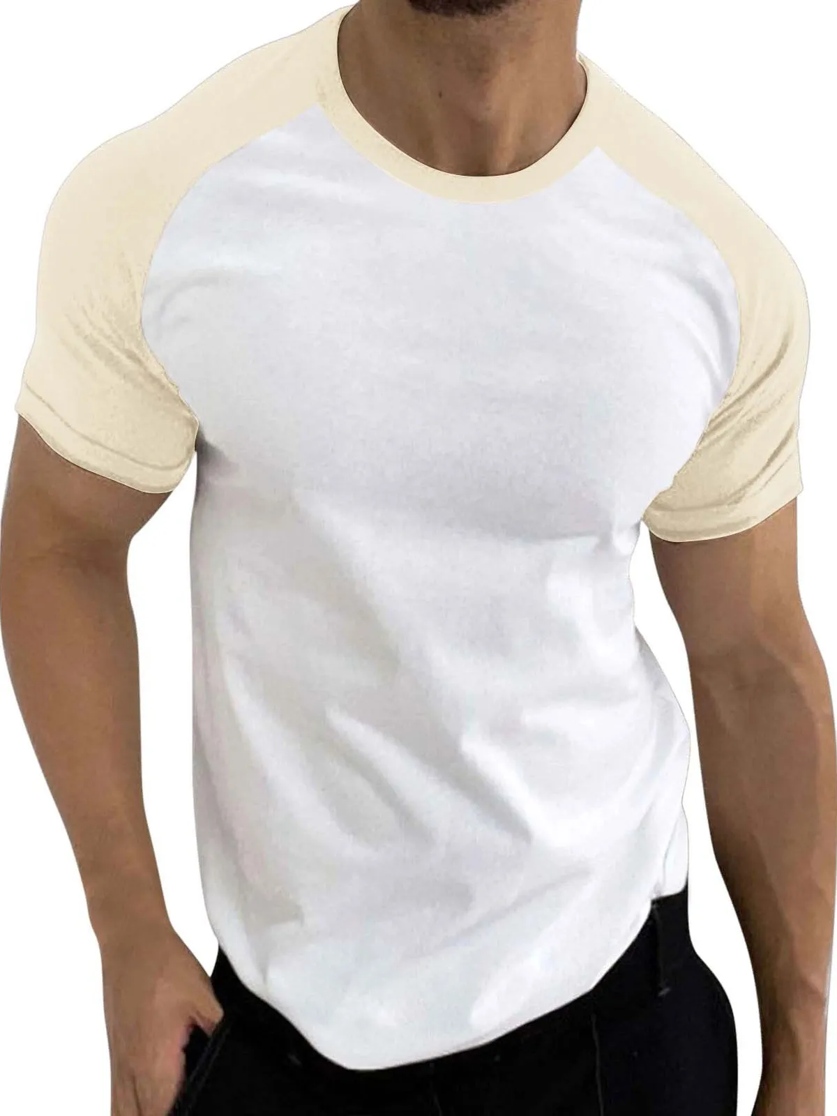

Color Blo ort Sve Pullover T-irt Street Sle Casual Faion for Teen Boys round Ne Regular Fit Polyester Blend