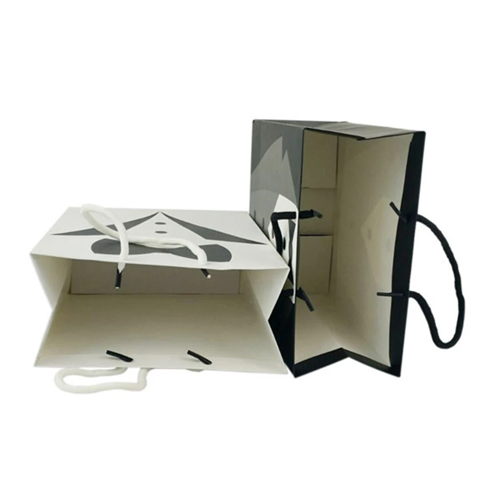 

10pcs Practical Paper Handbag Black Bridegroom Treat Bag Square Bottom Gift Bag Souvenir Bags Presents Pouch Candies