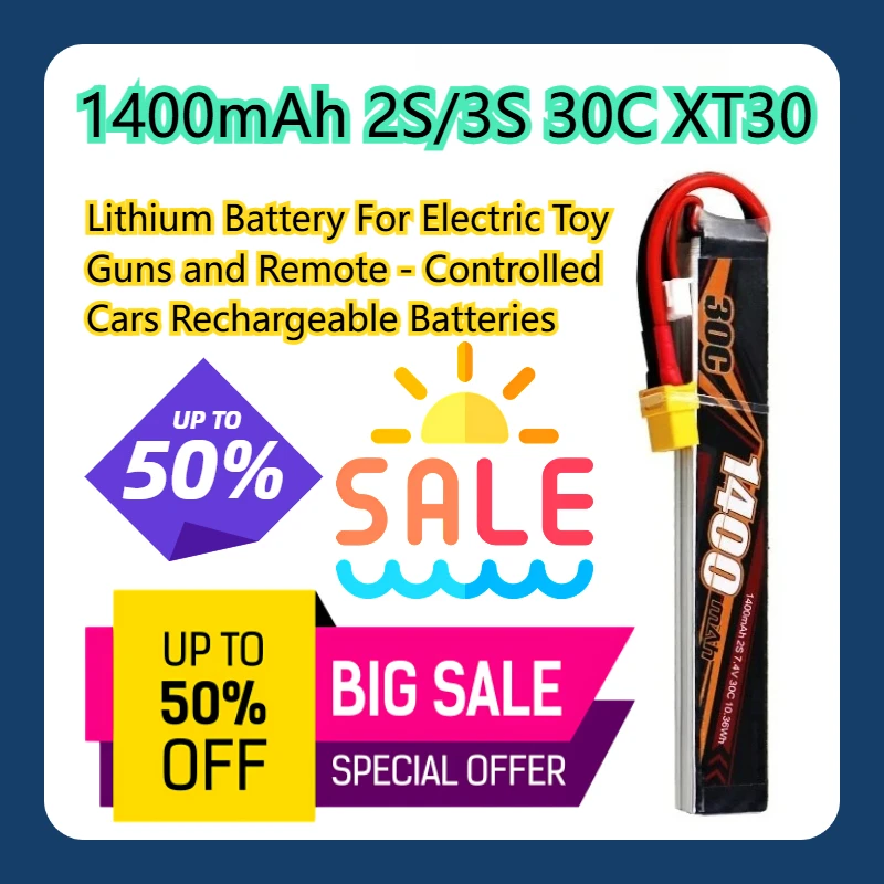 

1400 мАч 2S/3S 30C XT30 литиевая батарея для электрических игрушечных пистолетов и пульта дистанционного управления автомобилями перезаряжаемые батареи