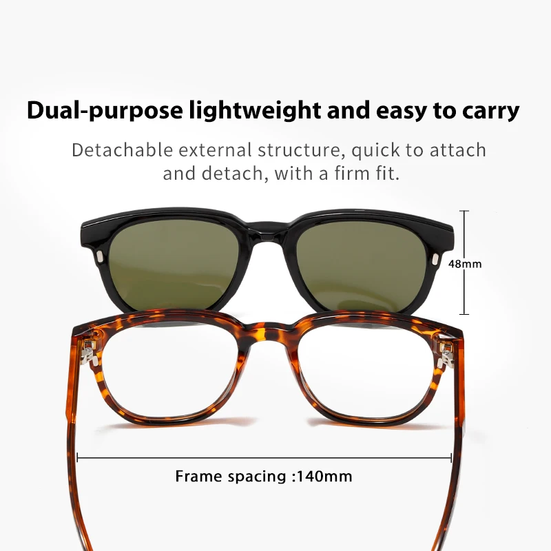 كليب على نظارات شمسية عدسات قطبية رجل إمرأة ماركة خمر قصر النظر النظارات البصرية إطار موضة نظارات شمسية قابلة للطي عدسة #5
