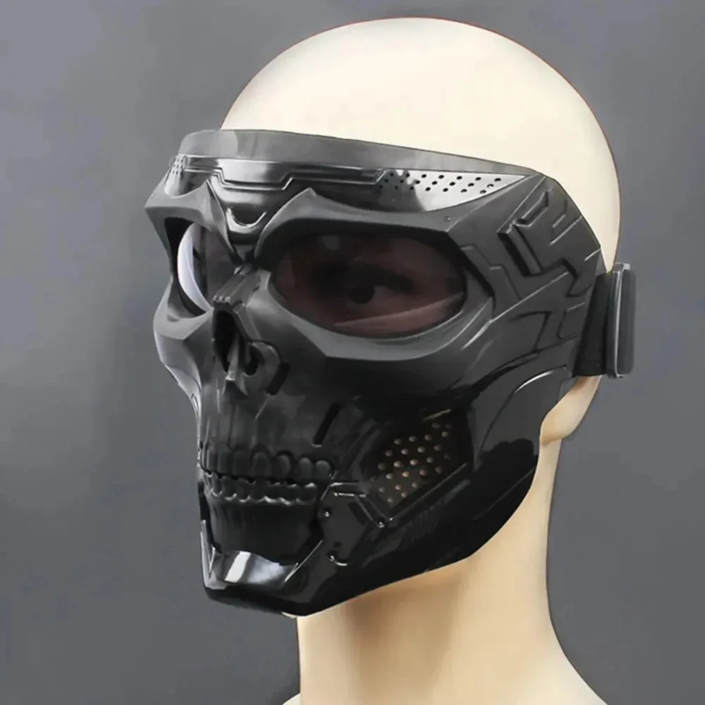 .Skull Mask Motorcycle Mask Bicycle Riding Windproof Full Face Skeleton Protective Mask Colored Goggle Tactical Cycling Bike