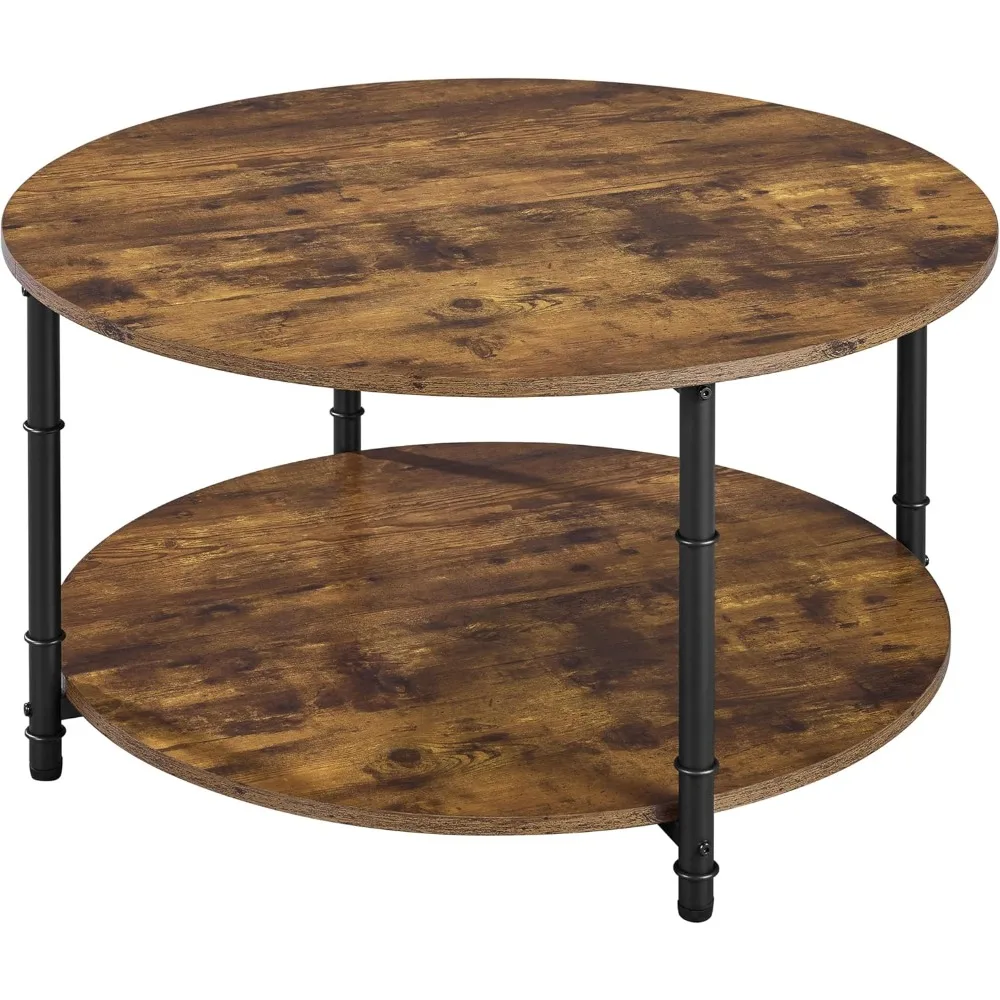 

Round Coffee Table, 2 Tier Coffee Table with Storage, Modern Center Tables for Living Room, Easy to Assemble, 35.5 x 18 Inches