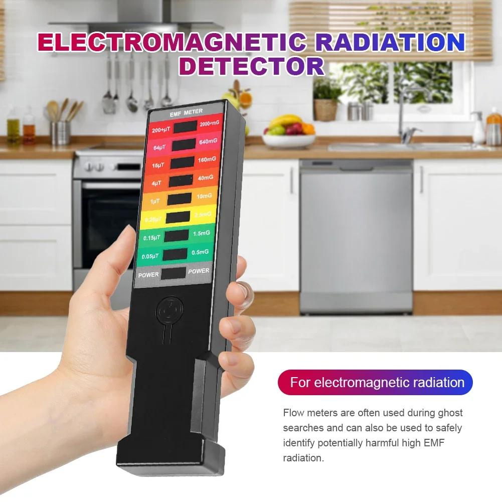 Dosímetro de radiación portátil de alta precisión, Monitor de campo magnético EMF, 8 LED