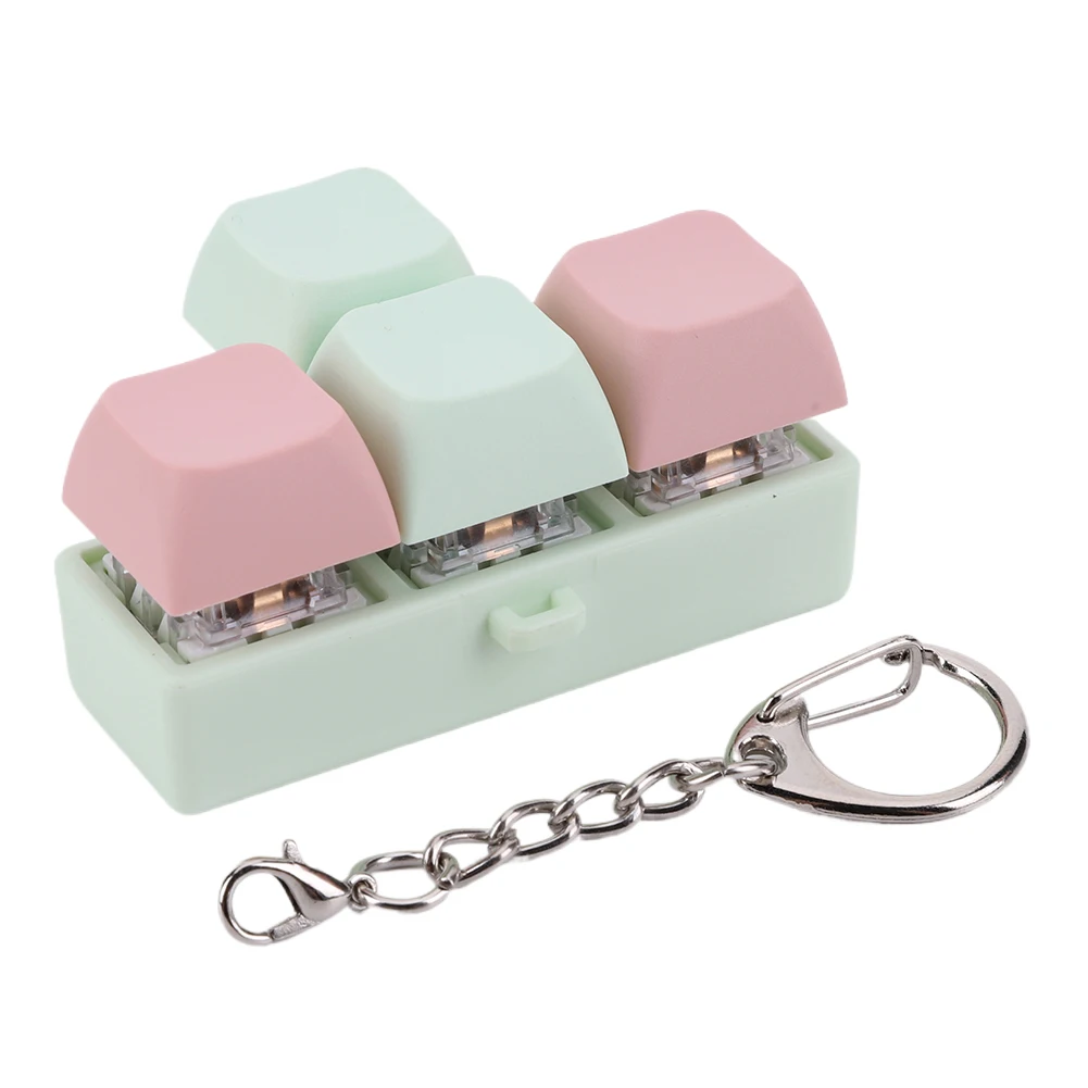 Keyboard Fidget Clicker Keychain 4 Keys Decompress Fingertip Keychain Finger Calming Keychain Stress Relief  for Kids Adults
