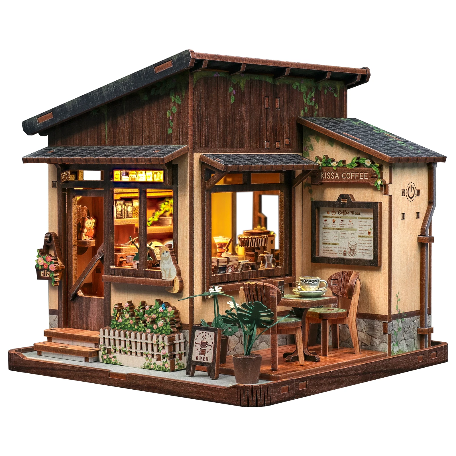 CUTEBEE Book Nook Miniature Building Kits Dollhouse DIY Wooden Mini Doll House for Party Birthday Gift Choshi no Shitamachi