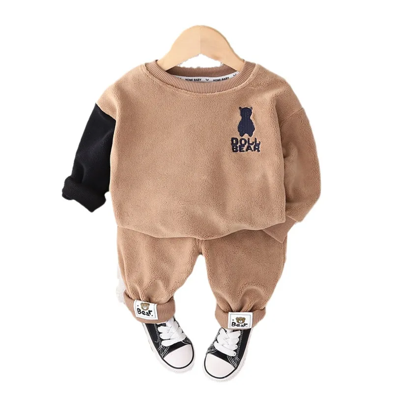 New Winter Baby Girl Clothes Suit Boys Clothing Children Thick Warm T-Shirt Pants 2Pcs/Set Toddler Casual Costume Kids Tracksuit