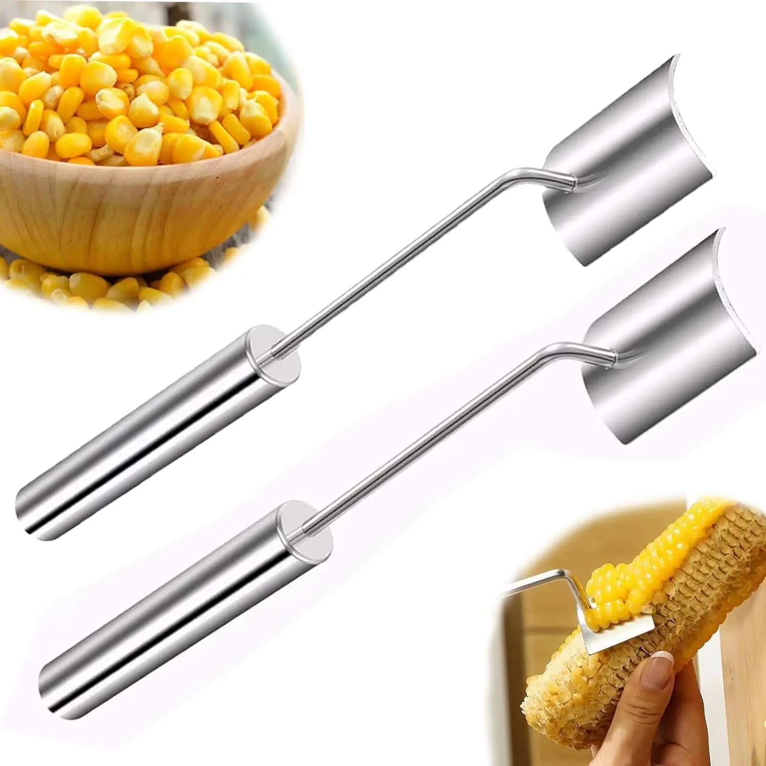 

2025 New Corn Kernel Remover Tool Easy Clean Corn Cob Peeler Corn Peeler for Corn on the Cob Long Handle Stainless Steel Corn St