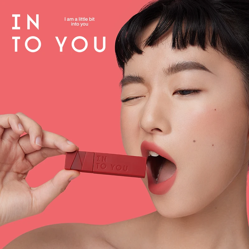 INTO YOU Lip Gloss Women Makeup Matte Velvet Lipstick Moisturizer Red Lip Tint Waterproof Light Long-Lasting Cosmetic