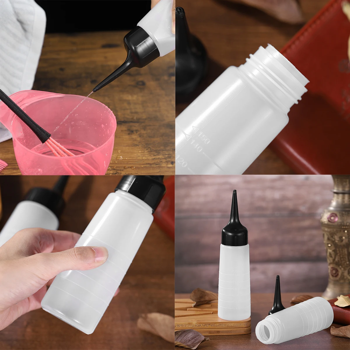 

3 шт. бутылки с краской для волос, толстый прозрачный пластик, предназначенный для легкого выдавливания, шампунь для окрашивания волос, салон, бытовой