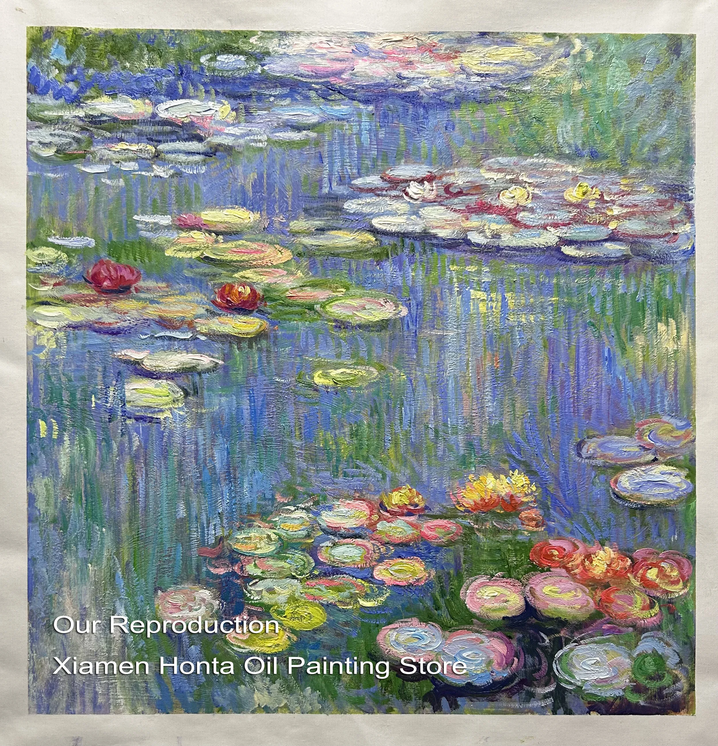 Oil Painting Reproduction on Linen canvas,Water Lilies 1916 by claude monet,100% handmade,Free Fast Ship,museum quality