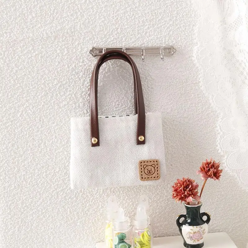 Mini bolso de lona y hombro para casa de muñecas, conjunto de accesorios para muñecas, juguetes para juego de imitación, decoración de microescena