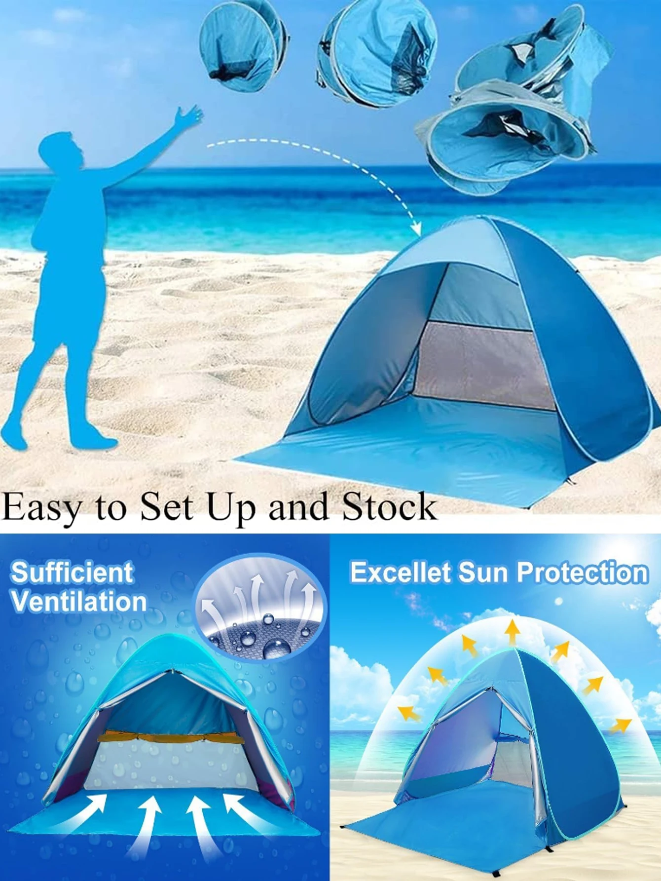

Beach Tent Awning Pop Up Beach Tent Family Outdoor Cabin Portable Awning Includes Carrying Bag for Camping Fishing Outdoor