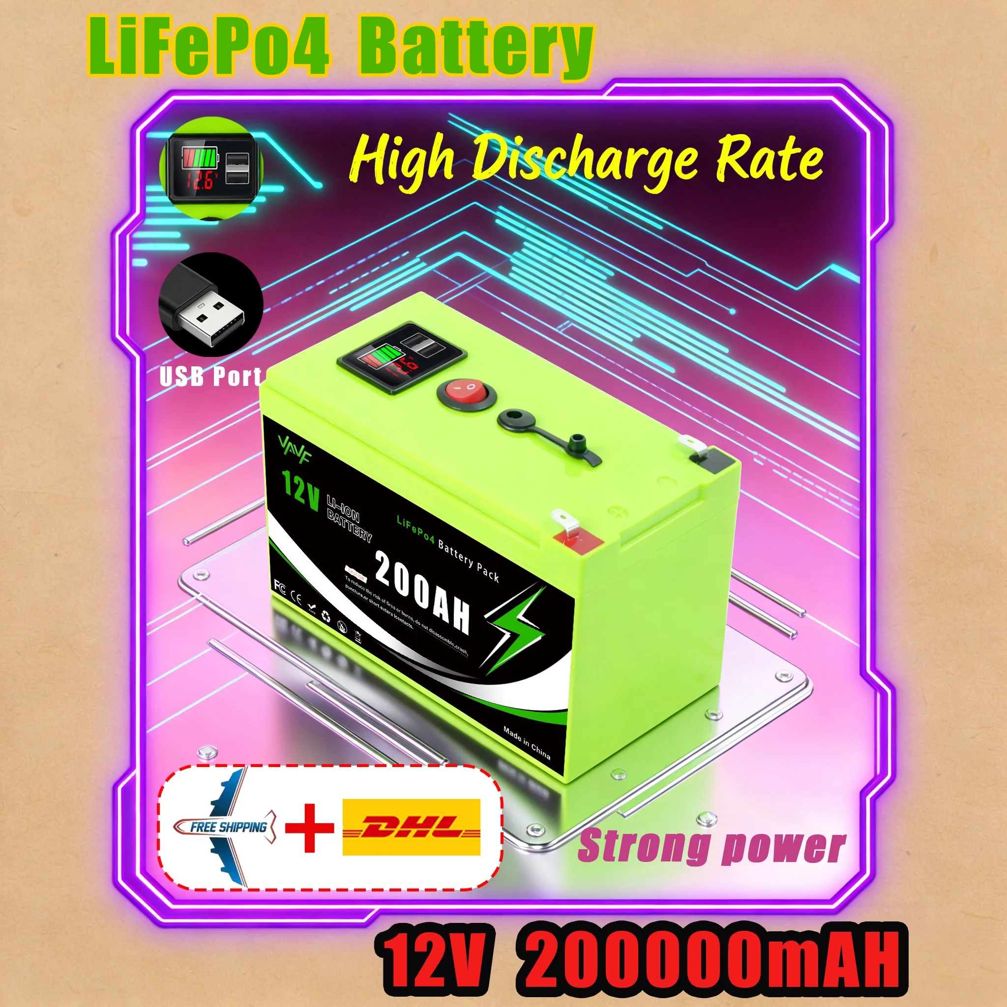 

Compact Lithium Battery 12V200Ah LiFePO4Power Cell with Smart Bluetooth BMS for Solar Battery Mobile&Solar Applications