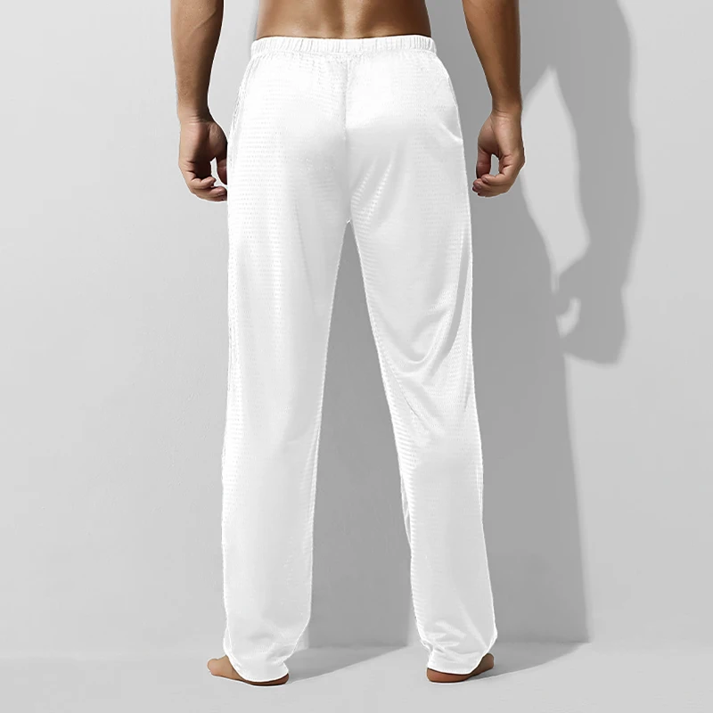 Men's summer ice - silk casual long pants, air - conditioning pants. Thin style, suitable for spring and autumn, loose - fitting