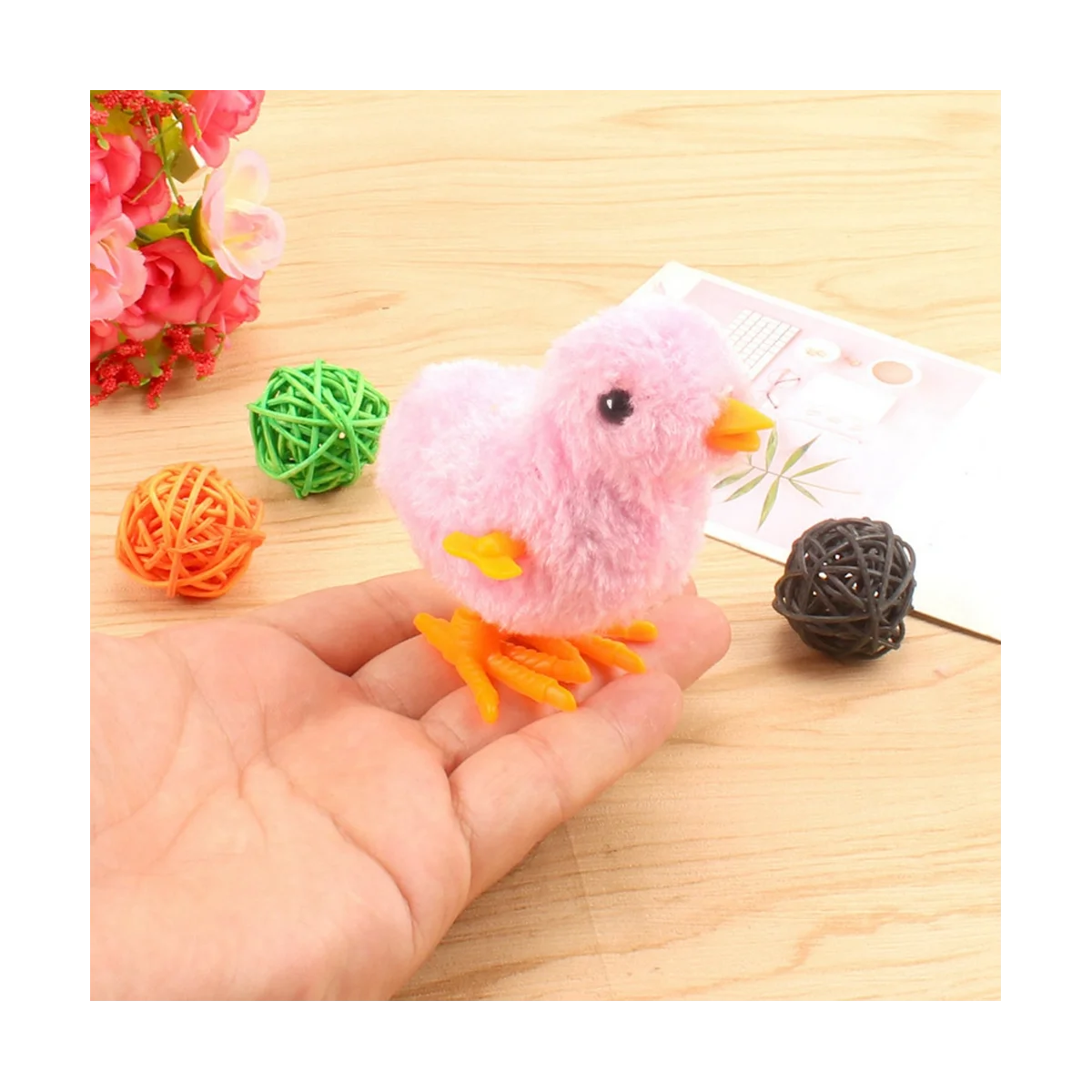 5Pcs Easter Wind Up Chick Toys Novelty Jumping Chicken Gag Plush Baby Chicks Toys Favors Gift for Kids Girls