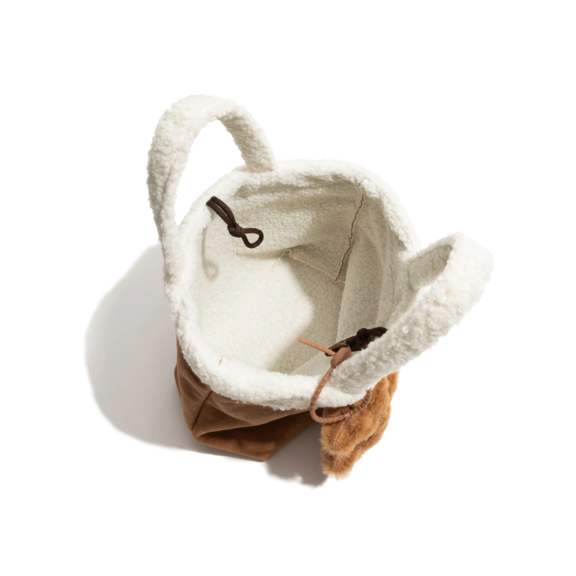 MABULA Retro Handbag Large Capacity Lamb Wool Bucket Bag Japanese Style Vintage Tote Bag For Women Luxury Designer Handbags image 6