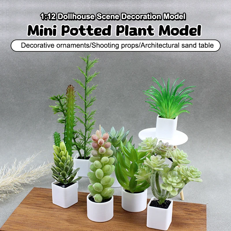 1:12 Dollhouse Simulation Green Plants Potted Bonsai Model Dollhouse Home Decor Toy Micro Landscape Garden Ornaments