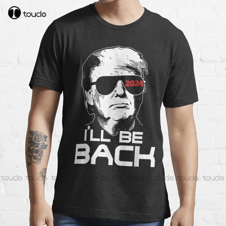 

I'Ll Be Back Trump 2024 Trump Terminator T-Shirt T-Shirts For Men Graphic Cotton Outdoor Simple Vintage Casual Tee Shirts Xs-5Xl