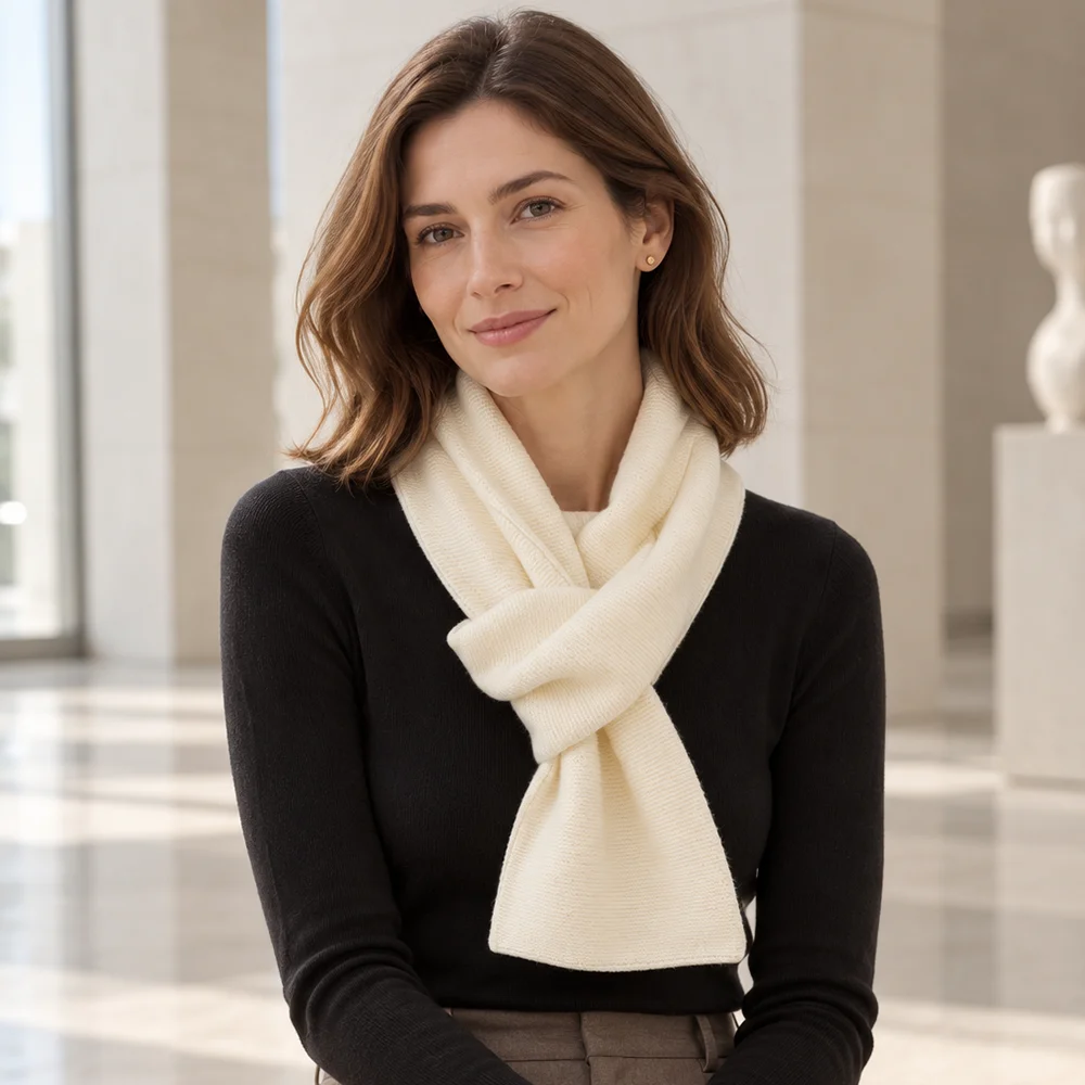 MZ62025 Pull-Through Ribbed Knit Scarf Women's Soft Modal Blend Keyhole Loop Neck Warmer Autumn Winter Casual Neck Scarf Wrap