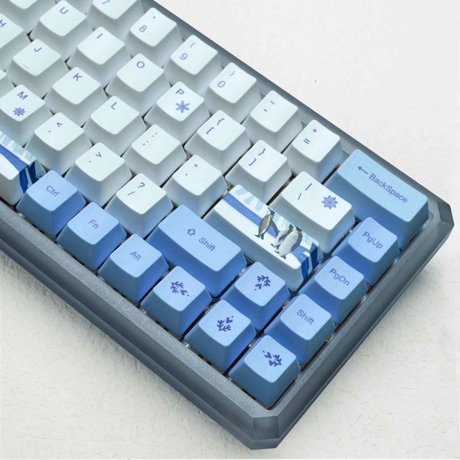 

60 And 100 Percent Keycaps PBT OEM Profile For Cherry MX Mechanical Keyboard Double-shot Cute White Blue Backlit Key Caps Set