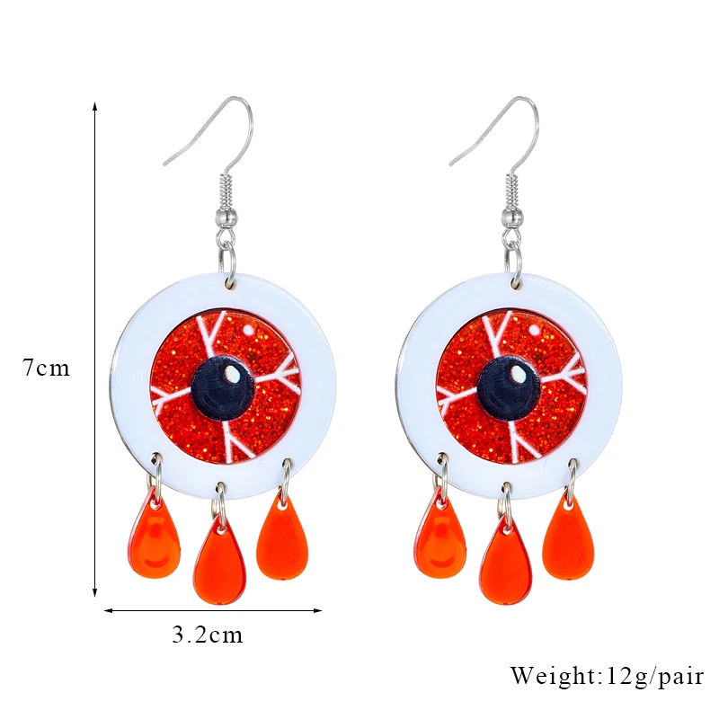 YAOLOGE Acrylic Halloween Heart Skull Pumpkin Eyes Drop Earrings For Women Cartoon Wacky Horror Jewelry Party Festivals Gifts