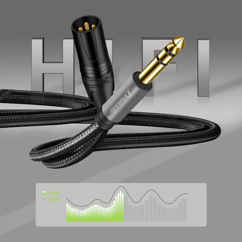 XLR-3Pin Male to 6.35mm TRS 1/4 Inch Stereo Jack to XLR Audio Cable Cord for Microphone Home Theater Devices Speaker Amplifier