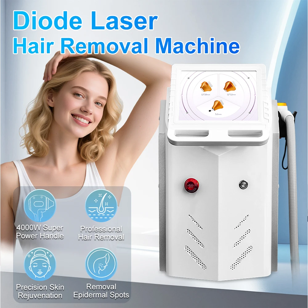 

Portable 808 3wave Diode Laser Permanent Hair Remove Machine Fast Depilation Painfree Follicle Penetration Skin Rejuvenation