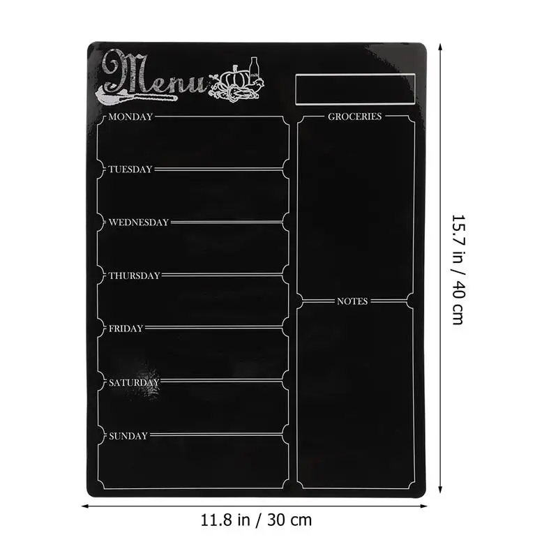 Planificateur hebdomadaire réutilisable, tableau noir pour réfrigérateur, calendrier de notes, tableau magnétique effaçable à sec, organisateur, tableau de menu en PVC 40x30cm