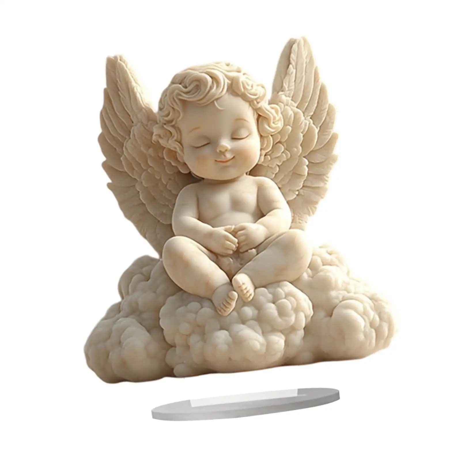 Praying Angel Waterproof Modern Tabletop Ornament Decorative Acrylic Cherub Figurine for Home Office