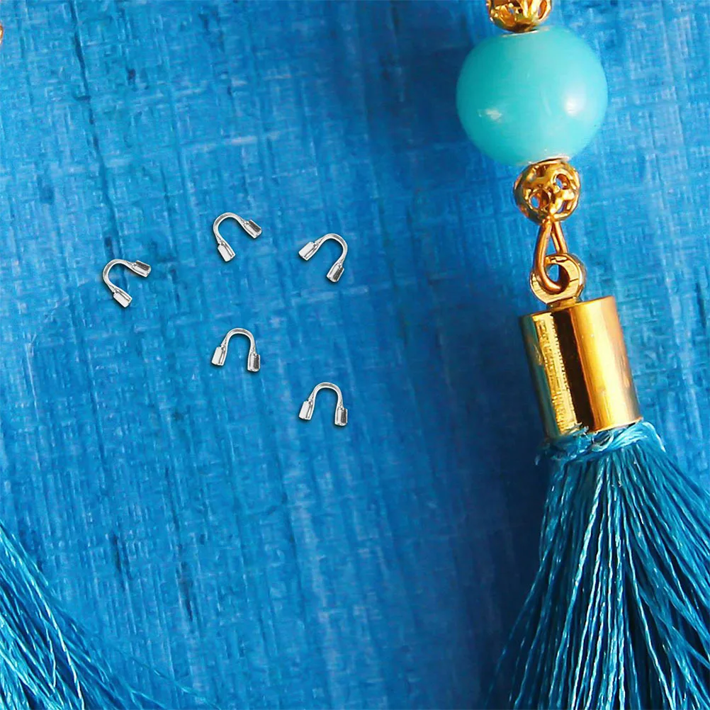 200 قطعة سلك على شكل حرف U جارديان: سلك مطلي بالفضة ينتهي قبعات لقلادة سوار ذاتي الصنع صنع المجوهرات نتائج لوازم الديكور #5