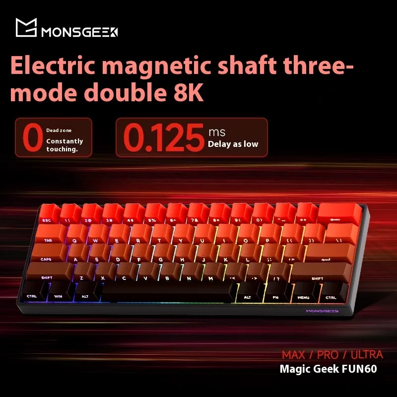 FUN60 Pro Gaming คีย์บอร์ดสวิทช์แม่เหล็ก Rapid Trigger 0.01 มม.8KHz ARGB อลูมิเนียมคีย์บอร์ดไร้สาย/แบบมีสาย