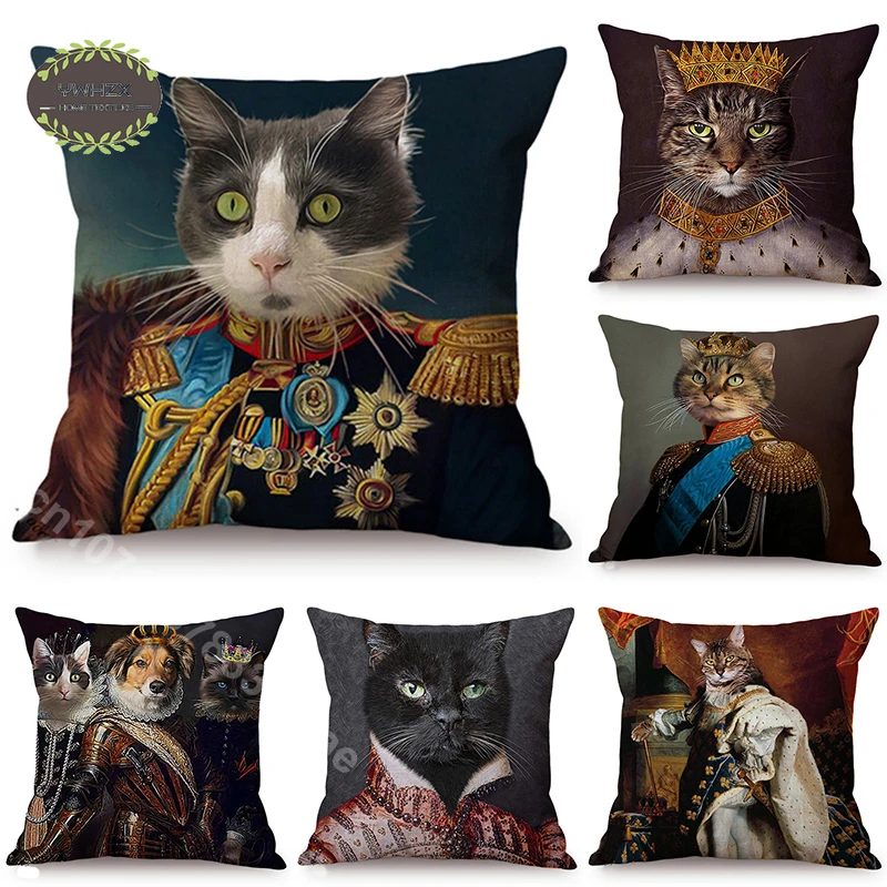 

Funky Cat Cushion Cover General Portrait Print Funny Living Room Pillowcase Art Decor for Sofa Car Pillow Case 45*45CM Pillows