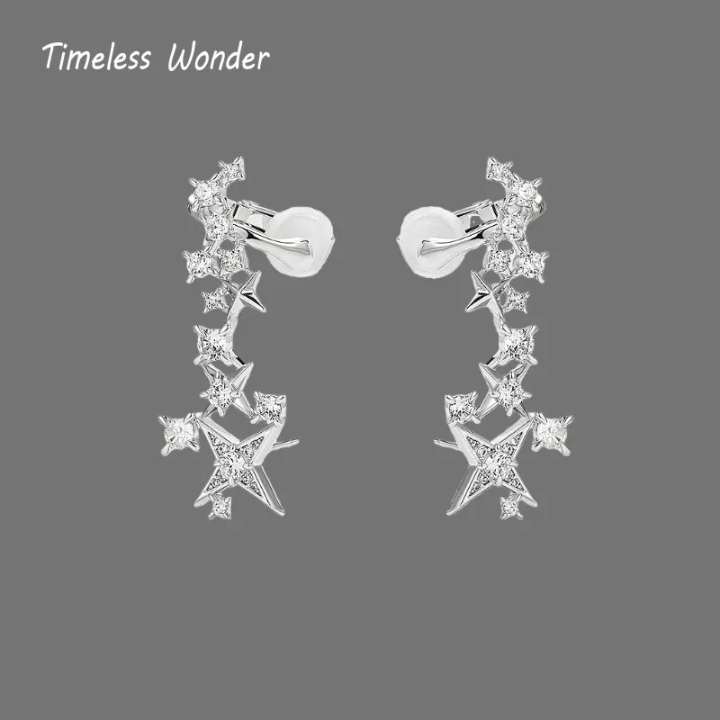 Timeless Wonder Fancy Zircon Geo Star Stud Earrings Women Designer Jewelry Trendy Gift Top Classy Simple Neat 5133