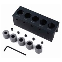 Round Wood Vertical Doweling Jig Set, 6/7/8/9/10mm Straight Angle Drill Guide Pocket Hole Jig Kit Locator Carpentry Tools