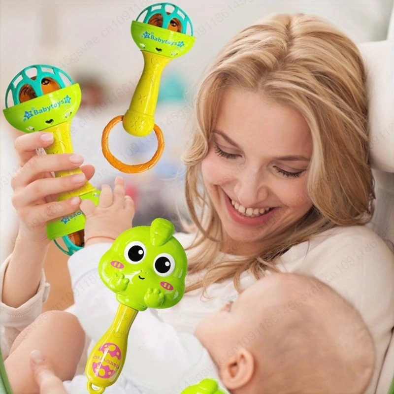3 pçs brinquedo do bebê colorido instrumento musical chocalho shaker areia martelo sino crianças brinquedos de aprendizagem precoce