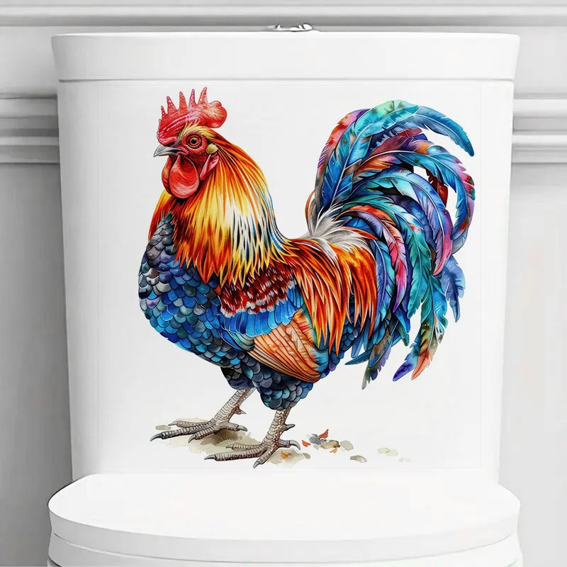 T2326# Coloured Rooster Stickers,Wall Decal Removable, Vinyl Car Sticker for Bathroom Decor, Outdoor Indoor Use